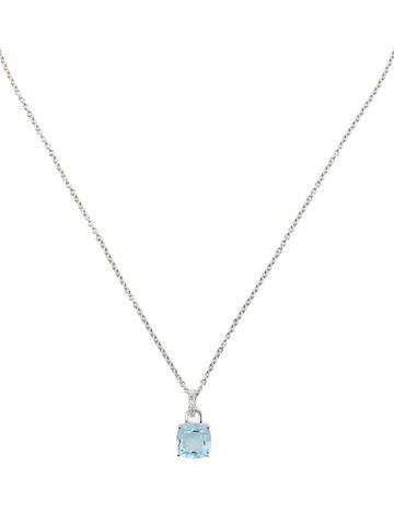 Kiki McDonough - 18kt white gold Kiki Cushion topaz and diamond pendant necklace - women - 18kt White Gold/Diamond/Blue Topaz - One Size - Silver