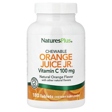 NaturesPlus, 橙汁維生素 C 咀嚼片®，天然橙味，180 片