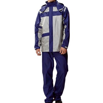 TAHSIN 達新牌 飛翼耐久防水套裝式雨衣 (衣褲二件式) NYLON/PVC  XL  寶藍/銀灰  1組