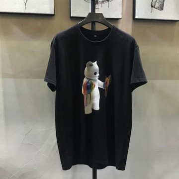 2023新款夏季潮牌圓領t恤拳擊小熊短袖寬松個性街頭半截袖男女裝