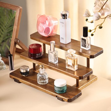 免運/附發票 落地置物架 異麗柚木桌面收納置物架實木香水咖啡杯架杯子水杯階梯手辦展示架 快速出貨
