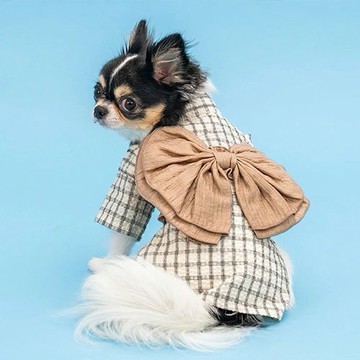 ✈️快速出貨 新品上架【梨花娘總代理】🐾日本品牌Solgra 🐶學院風格紋立體蝴蝶結寵物浴衣(S~XXL)