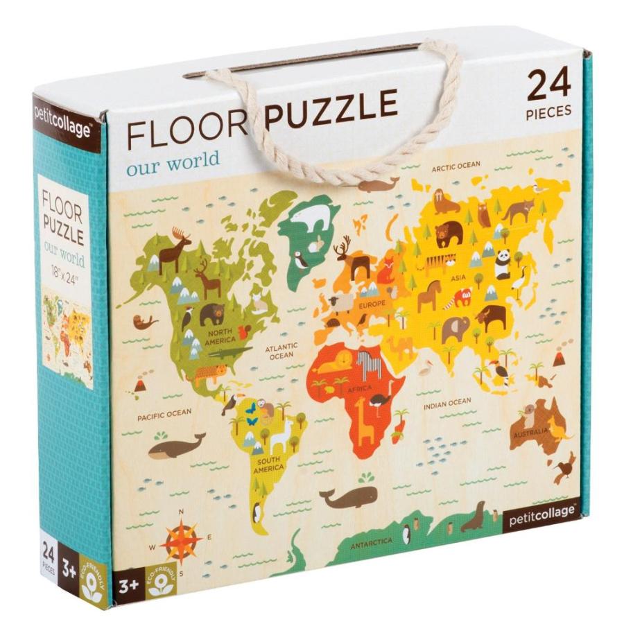 Petit Collage Floor Puzzle, Our World, 24-Pieces Large Puzzle for