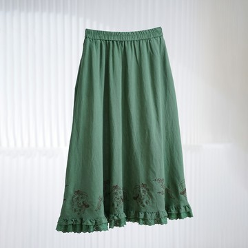 森系棉麻刺繡中長裙703980