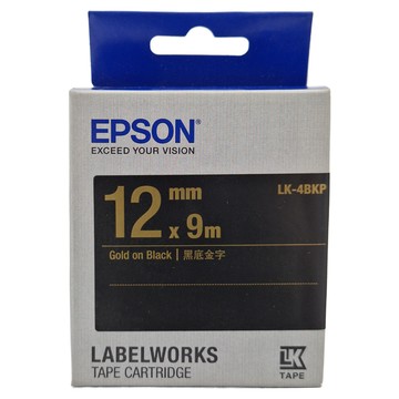 EPSON 愛普生 標籤帶 12mm  黑底金字  9m