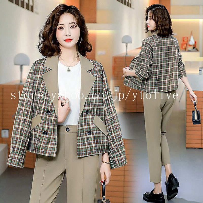パンツスーツ レディース チェック柄 セットアップ 春 フォーマルス スーツ 通勤 オフィススーツ 通販 Lineポイント最大0 5 Get Lineショッピング