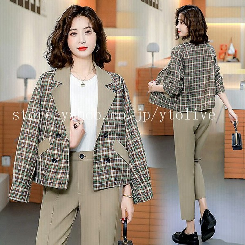 パンツスーツ レディース チェック柄 セットアップ 春 フォーマルス スーツ 通勤 オフィススーツ 通販 Lineポイント最大0 5 Get Lineショッピング