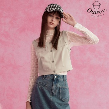 OUWEY歐薇 復古後綁帶短版背心(卡其色；S-L)3233393011