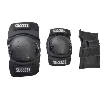 SUCCESS 成功 三合一溜冰護具組 護膝護肘護腕各一對  M(手肘19~23cm 膝蓋23~27cm)  黑色  1組