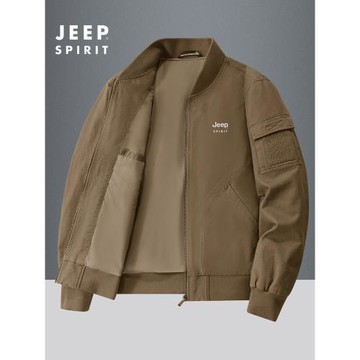JEEP吉普休閑夾克男士秋冬季寬松運動茄克棒球領純棉休閑外套男款