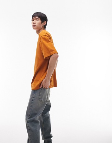 Topman oversized fit t-shirt in rust-Orange