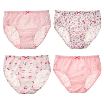 BASE ALPHA ESSENTIALS Kids 女童有機無螢光純棉三角內褲 4件組 80號  粉紅色 + 白色