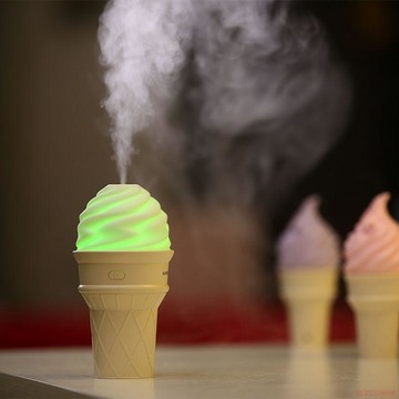 精選好物🌈迷你便攜式可愛彩燈冰淇淋雪糕加溼器超聲波空氣加溼器辦公室車載