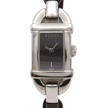 GUCCI 古馳 Horsebit 石英錶 棕色錶面/皮錶帶 不鏽鋼 6800L 【二手名牌BRAND OFF】