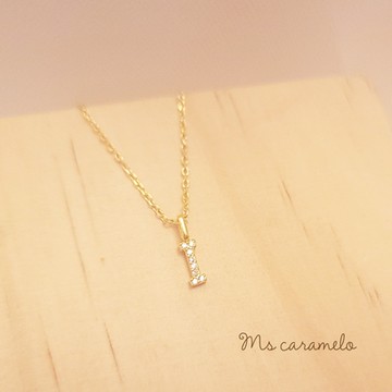 【焦糖小姐 Ms caramelo】925純銀鍍K黃 英文字母I 項鍊