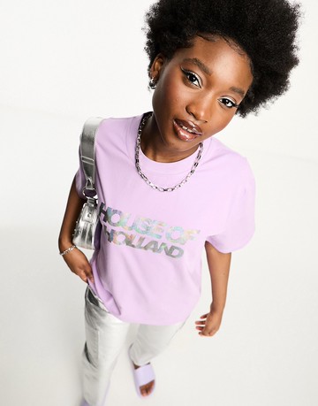 House of Holland holographic t-shirt in lilac-Purple
