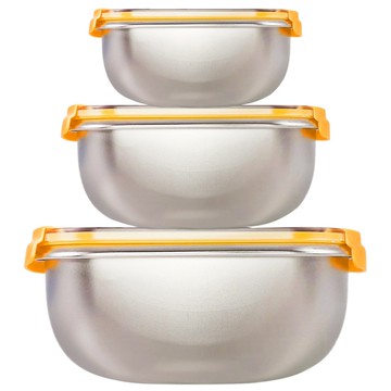 Austin shine 金元寶不鏽鋼保鮮餐盒3件組  ...  2.8L(26.1 x 10.9 x 18.1cm) + 1L(20.1 x 8.2 x 13.1cm) + 500ml(17.2 x 6.9 x 10.6cm)  1組