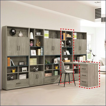 2.65 / 2 / 4 / 5尺二門組合(書桌+書櫃) 二件組 L型書櫃 展示櫃【275B4265】Leader傢居館275-819+823+820