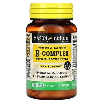 Mason Natural, 含電解質的均衡 B 族複合維生素，60 片