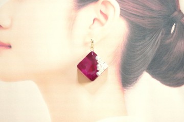 樹脂藝術 方形耳環・愛與死的數數歌