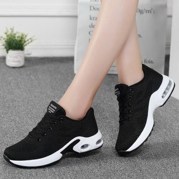 2025春夏季新款鏤空飛織網面氣墊女透氣運動鞋休閑鞋子女鞋單鞋潮