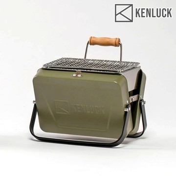 【下殺↘】KENLUCK 迷你攜帶型烤肉架 / 史丹綠-陽極黑腳架