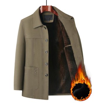 爸爸裝外套男中年男士夾克衫純棉上衣服中老年頭人男裝爺爺春秋季