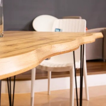 Lagoon Hao好餐桌160(超厚桌板/加大桌寬/3D像木紋/金屬結構)