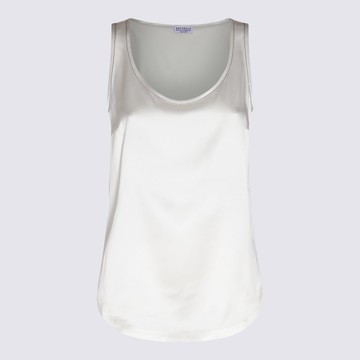 Brunello Cucinelli White Silk Top