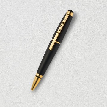 【CROSS】創意筆款系列 啞光黑配金色PVD鋼珠筆(原廠正貨)