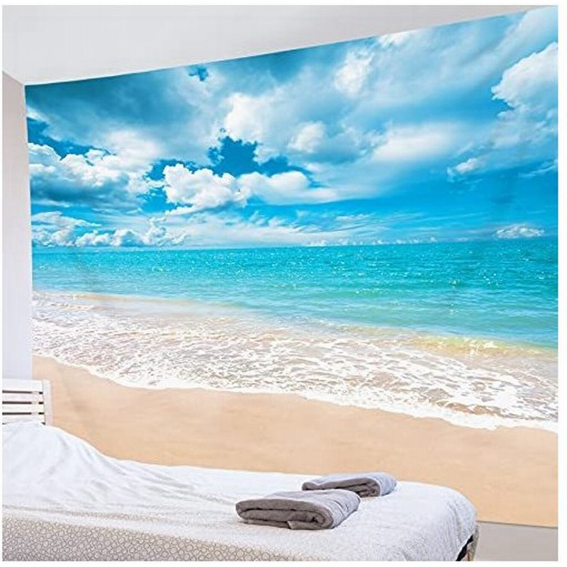 Lb ビーチ風景 タペストリー 青空と白雲 美しい海 おしゃれ壁掛け インテリア モダン 南国風情 ファブリック装飾品 多機能 壁 窓 個性プレゼン 通販 Lineポイント最大get Lineショッピング