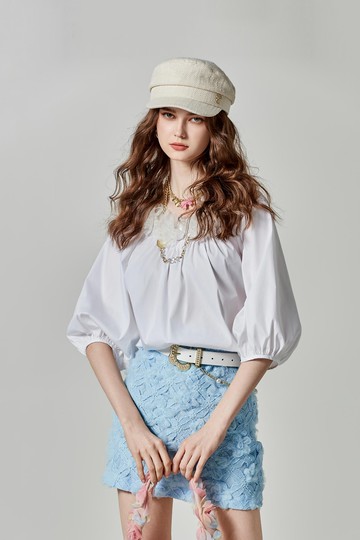 氣質抽皺立體花短裙