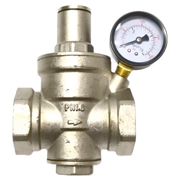 新多多小舖 1吋半減壓閥與錶組 (減壓閥15.4 x 10.5cm  壓力表6.8 x 5.2cm) 台灣製造  1組