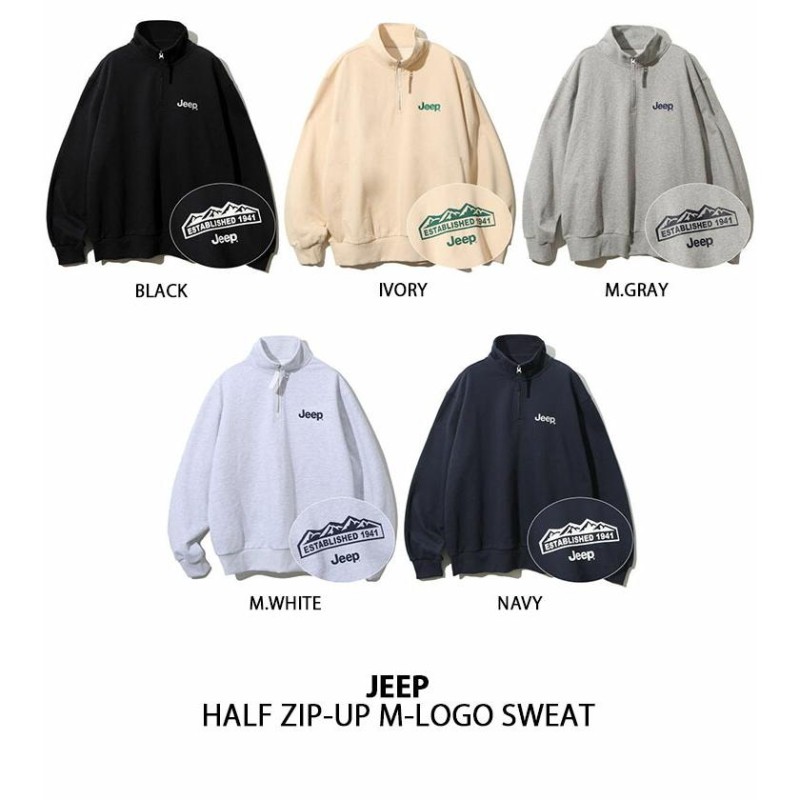 Jeep ジープ スウェット Half Zip-Up M-Logo Sweat ハーフジップ ロゴ