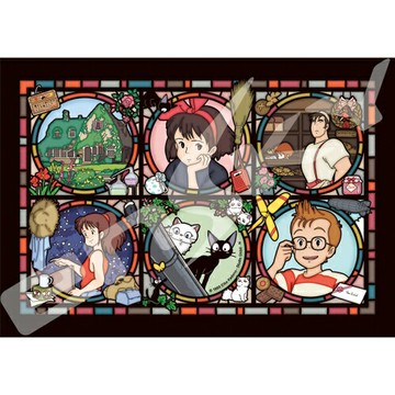真愛日本 日本製 琉璃拼圖 208p 窗花6格人物 魔女宅急便 宮崎駿 208片 水晶拼圖 透明PVC拼圖 益智遊戲 收藏 擺飾 4970381192747