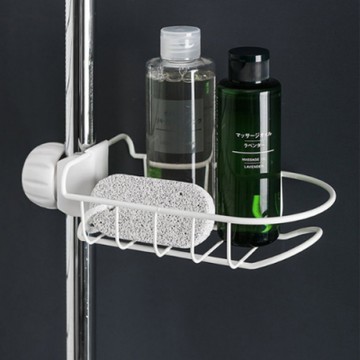 【KM生活】日式簡約免打孔水龍頭置物架/收納架/瀝水架(白色)