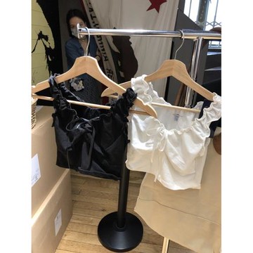 Brandy bm純棉白色短款木耳邊蝴蝶結背心內搭外穿少女純欲風