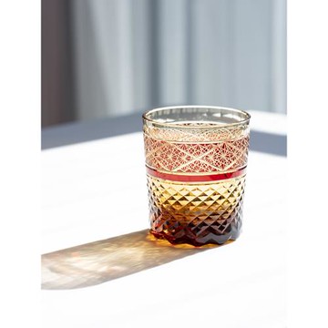 日式威士忌酒杯復古江戶切子工藝洋酒杯手工雕刻水晶玻璃杯創意杯