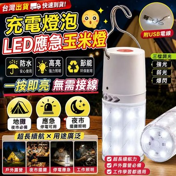 低價現貨✨USB充電LED應急燈泡 超亮露營燈 掛鉤照明燈 停電照明夜市擺攤戶外