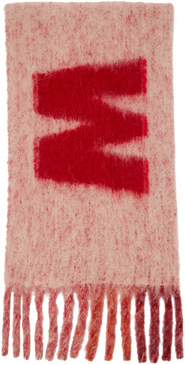 Marni 粉色 Striped Logo 围巾