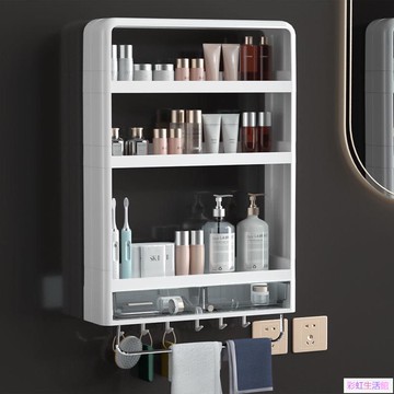 ??熱賣??壁掛無痕免打孔置物架收納架適用于衛生間洗漱臺廚房墻化妝品調味品洗漱用品收納神器