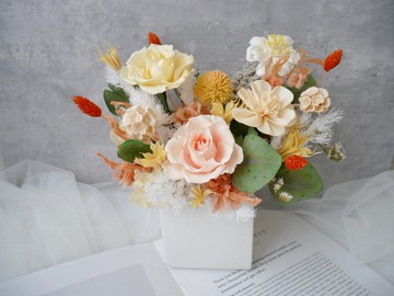 方盆中大型永生花盆花【燦爛如昔】不凋花盆花/開幕賀禮