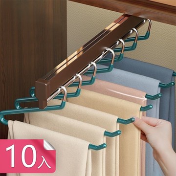 【荷生活】加厚不鏽鋼Z字防滑褲架 居家晾曬乾濕兩用圍巾架領帶架-10入組