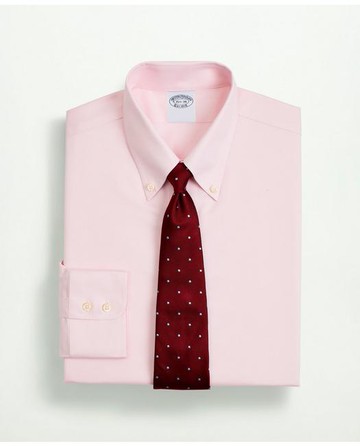 Brooks Brothers Men's Stretch Supima Cotton Non-Iron Twill Button-Down Collar Dress Shirt | Pink | Size 14½ 32