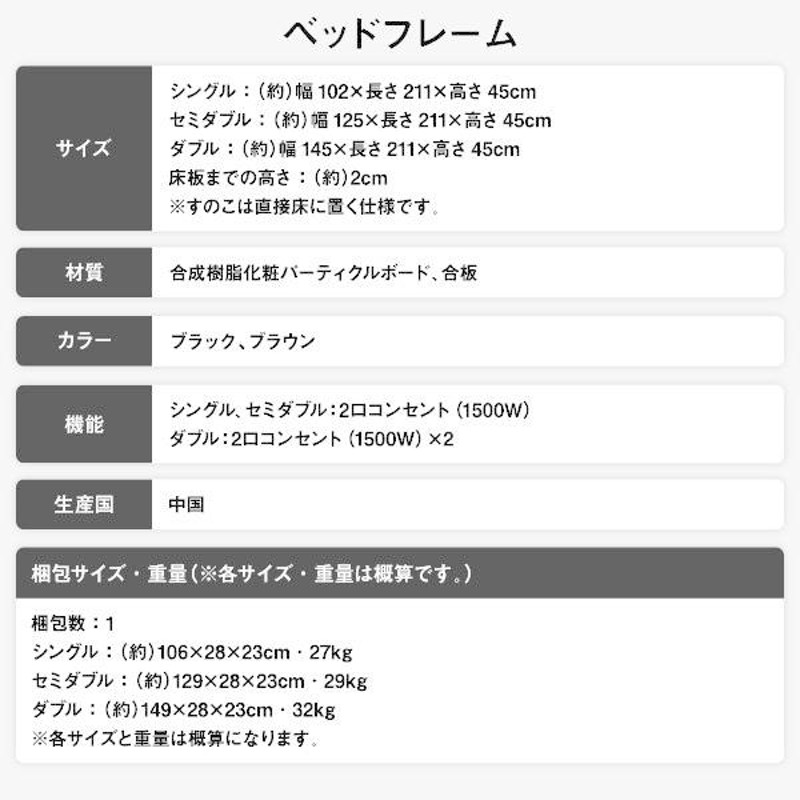 ベッド 低床 ロータイプ すのこ 木製 宮付き 棚付き コンセント付き