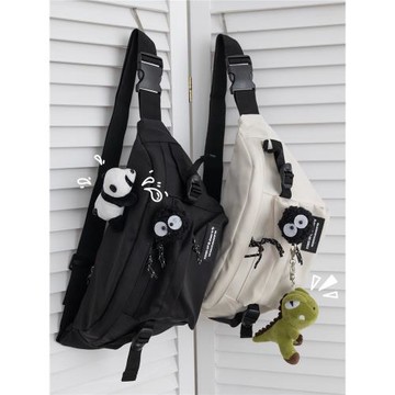 2025新款休閑單肩包男款斜挎包胸包學生包包女騎行運動百搭小腰包