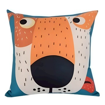 Life + 動物家族 棉麻舒適方型抱枕/靠枕  43 x 43cm  藍綠色