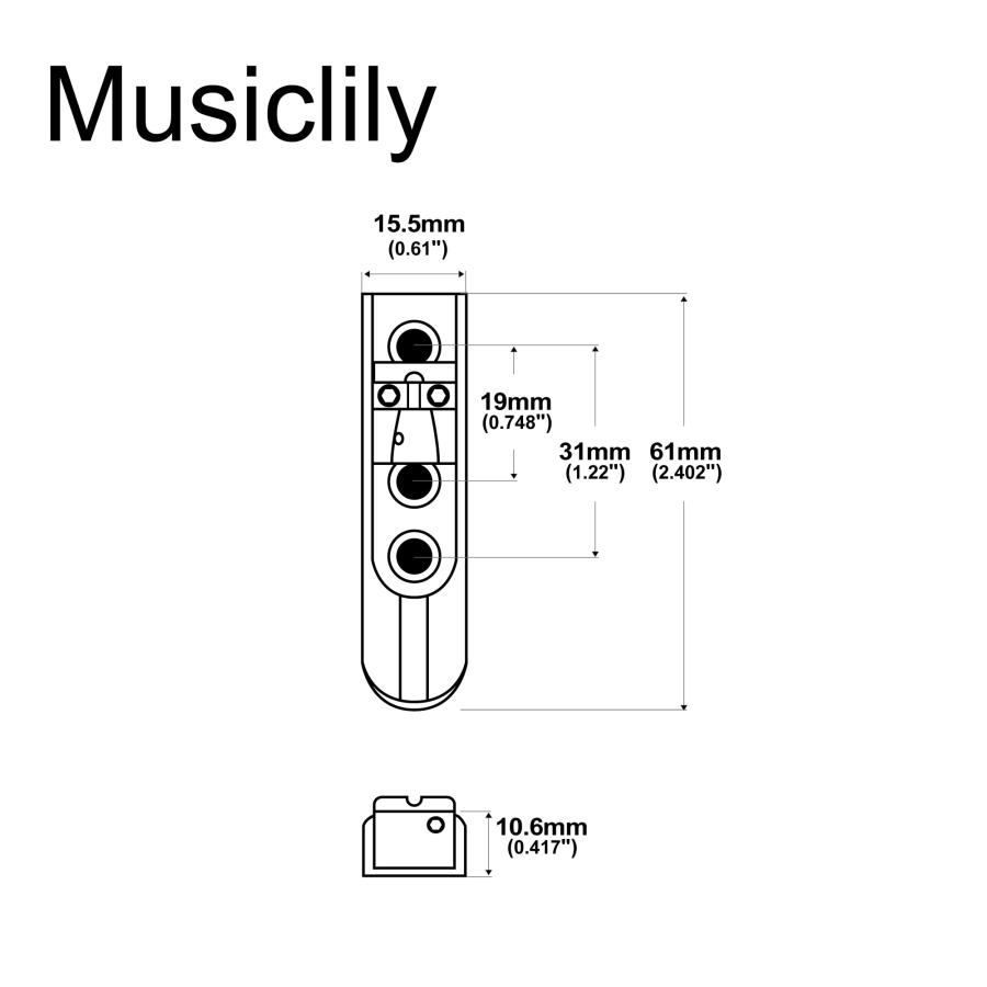 Musiclily Pro 1弦 2弦 15.5mm シングルベース用ブリッジ, クローム