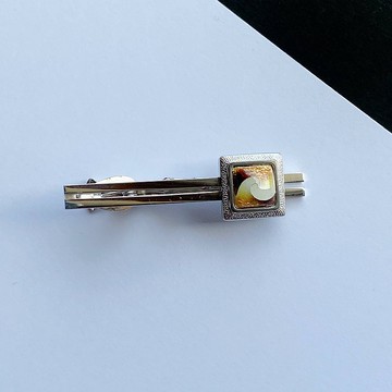 Vortex【赭色】景泰藍領帶夾純銀有線景泰藍