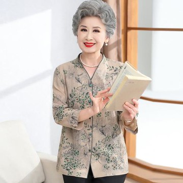 老年女裝奶奶裝夏裝襯衫洋氣中老年人媽媽上衣老人衣服長袖時尚